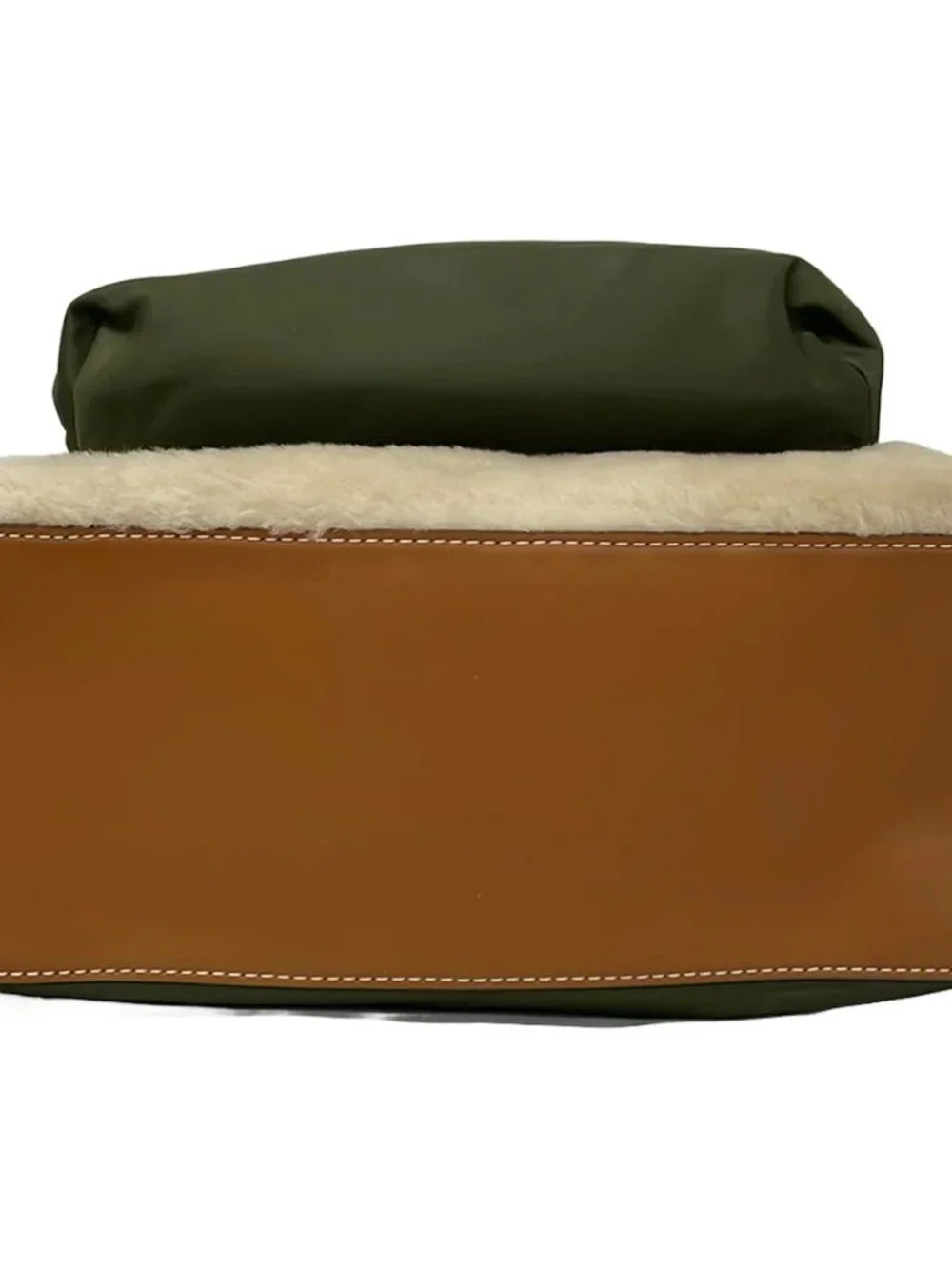 TORY BURCH Cream Brown Khaki Mouton Leather Nylon Backpack